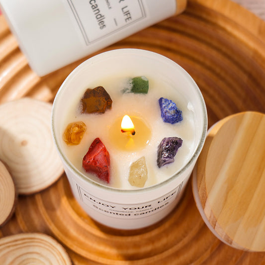 Handmade Crystal Stone Aromatherapy Soy Wax Smokeless Candle